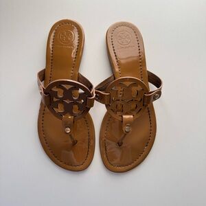 Tory Burch Miller Tan Patent Leather Sandals 7.5